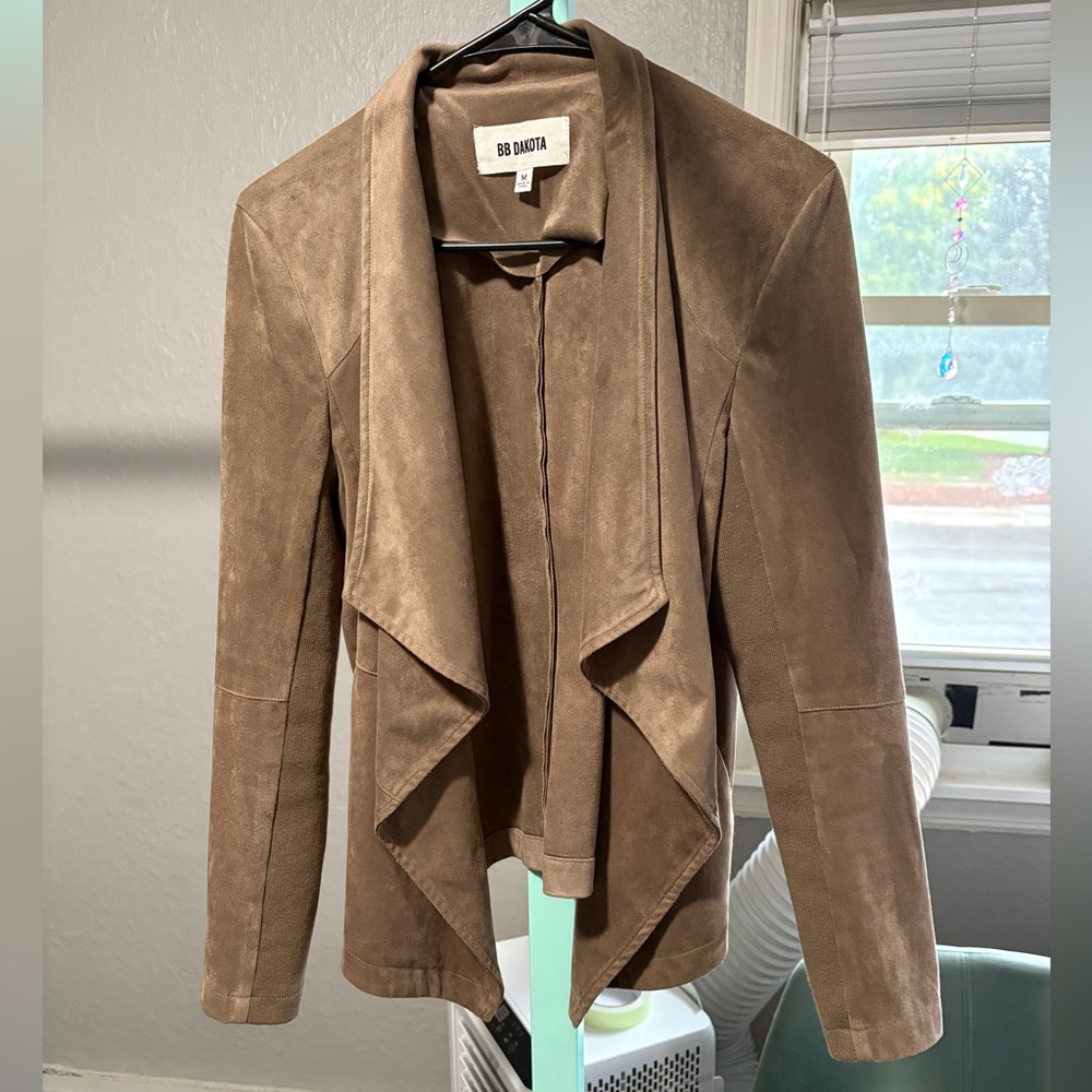BB Dakota Nicholson Faux Suede Jacket with Rib Knit Undersleeves